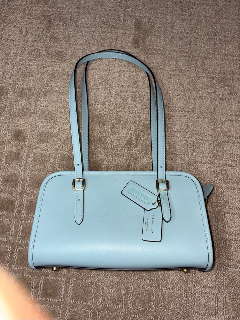 Coach Light Blue Leather Swing Zip Shoulder Bag